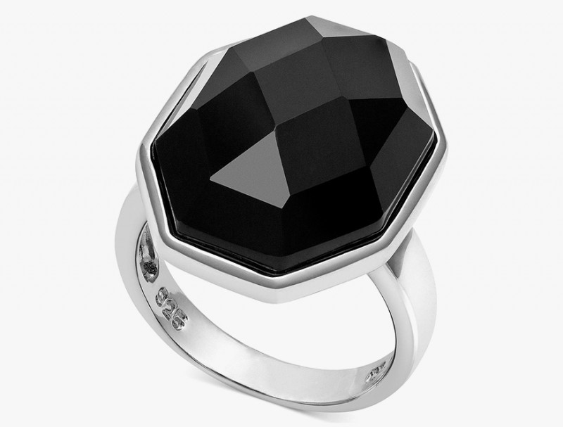 Серебряное кольцо с черным ограненным агатом от Sterling